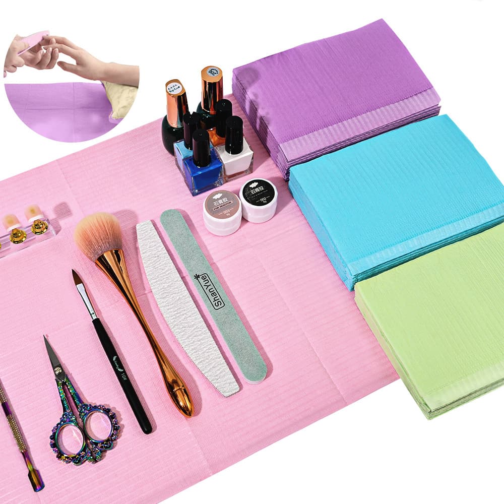 Cross-border 20 pieces/125 pieces manicure disposable cleaning tablecloth pad pink color table mat tattoo tattoo pad