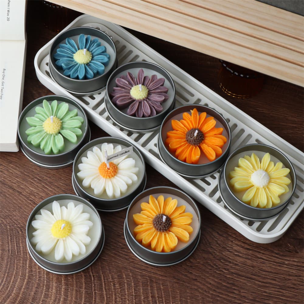 Tinplate Daisy Sunflower Scented Candle Tin Box Decorative Flower Gift Creative Wedding Souvenir Graduation Gift