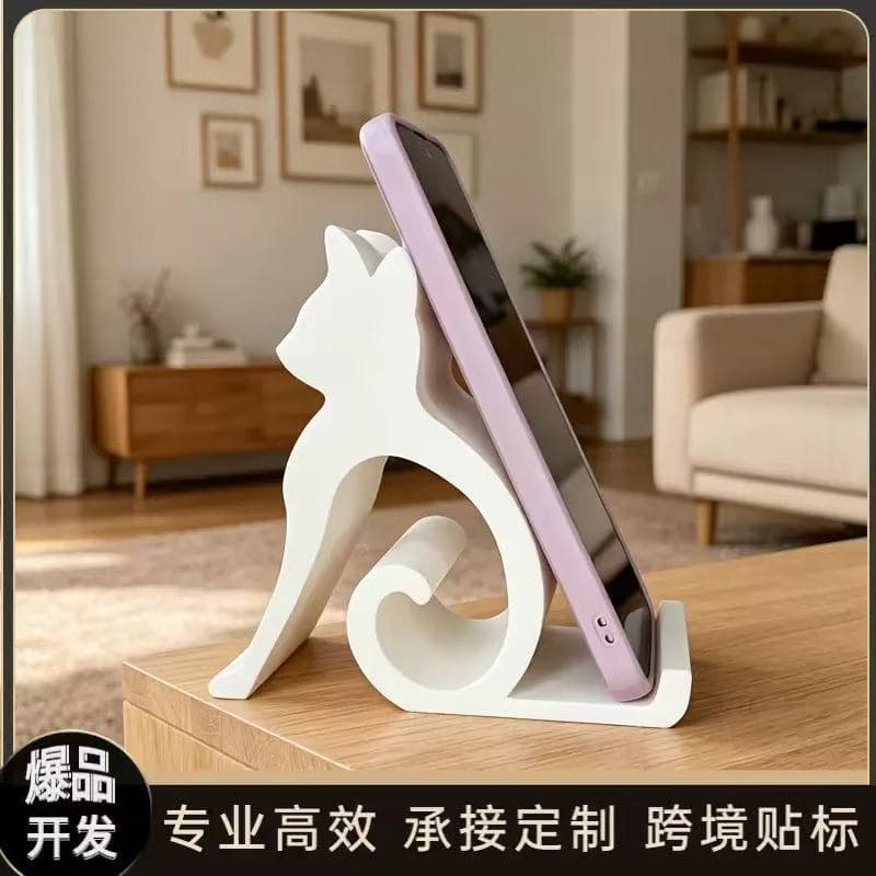 Cross-border Hot Selling 3D Printed Cute Cat Phone Stand Creative Desktop Decoration Cat Animation Phone Holder
