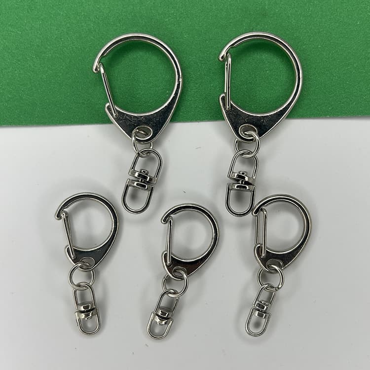 Zinc alloy small D-ring with 8-shaped buckle keychain metal C-shaped buckle plus figure-eight