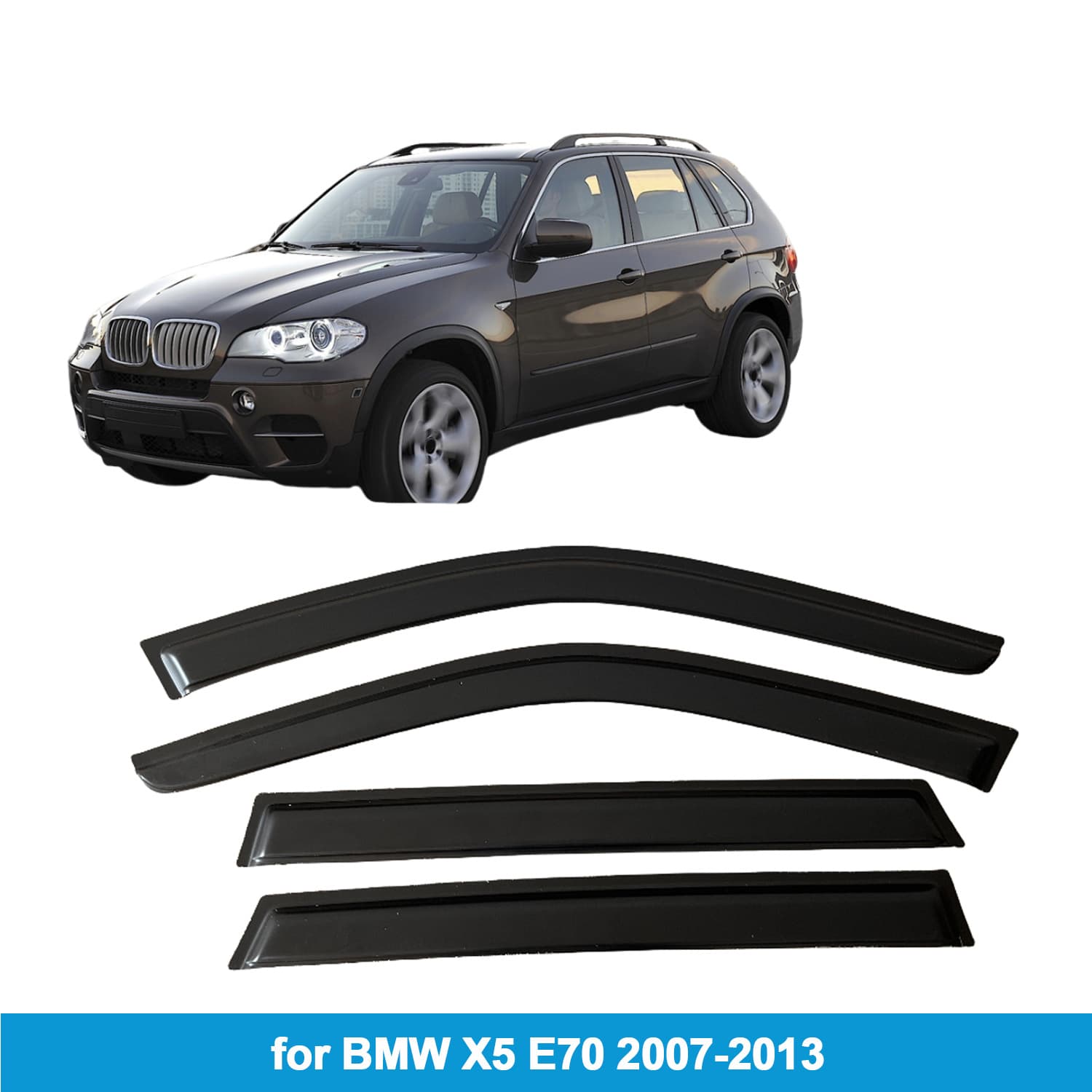 For BMW X5 E70 2007-2013 Rain Guard Side Window Deflector Visor Thickened Light-Transmitting