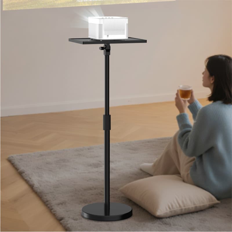 Projector Stand for Bedside Floor Tray Placement, No-Drill Telescopic Lift Compatible with XGIMI, Xiaomi, Nut Models