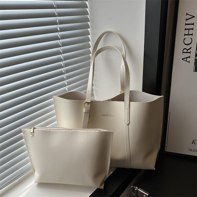Large Capacity 2-in-1 Women's Bag 2025 New Fall Shoulder Bag Color-Block Retro Tote for School and Commute
