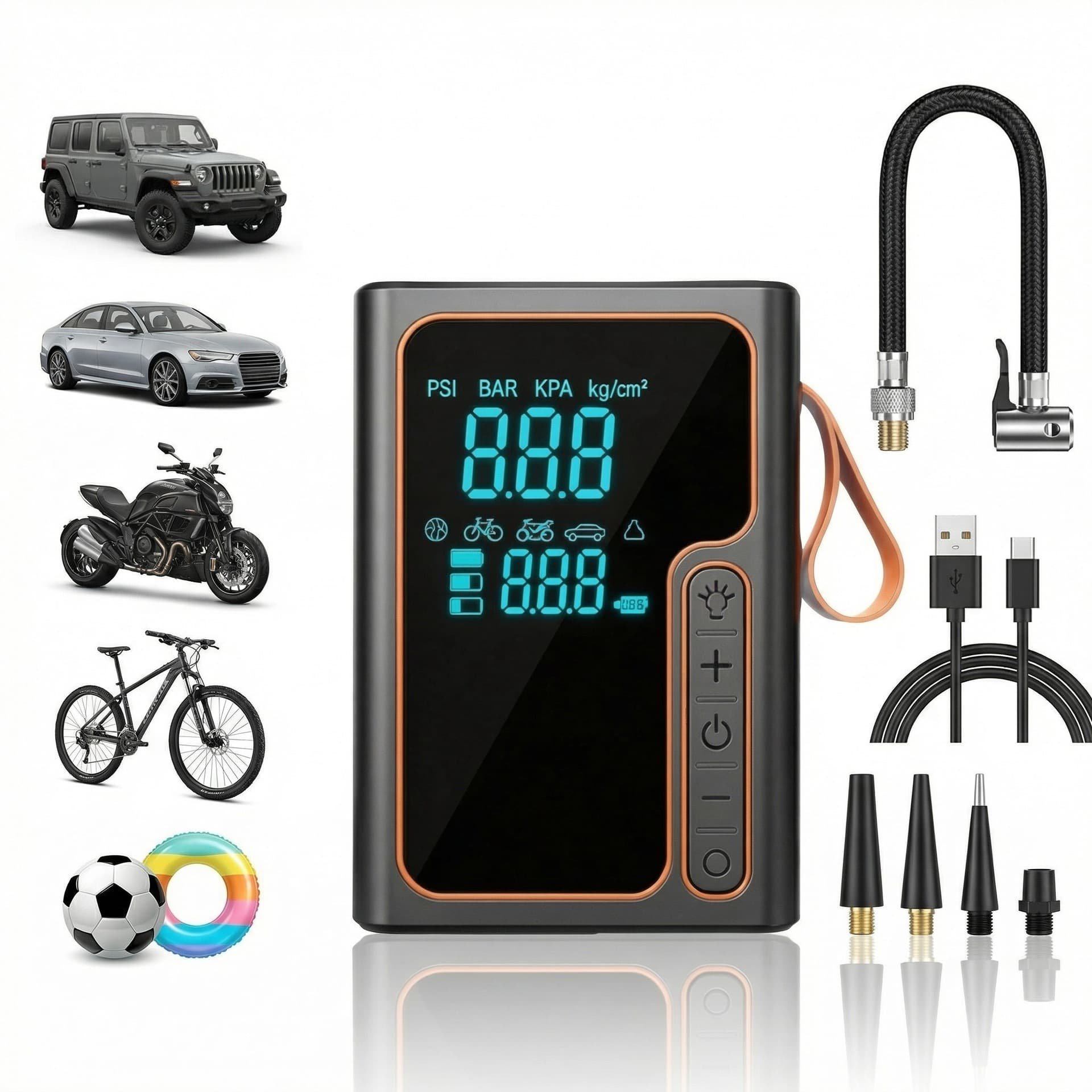 Cross-border Electric Vehicle Air Pump, Motorcycle Tire Emergency Jump Starter, Portable Car Tire Inflator for Vehicles