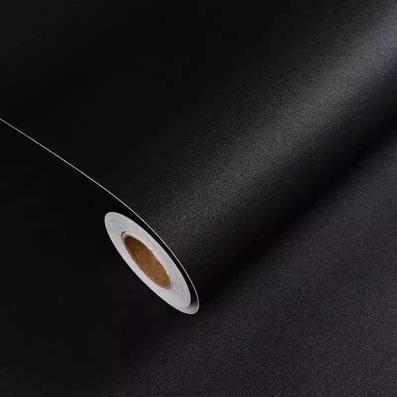 Pure Black Furniture Renovation Sticker Waterproof Moisture-Proof Wardrobe Wallpaper Self-Adhesive Wallpaper for Desk Top, Cabinet Door Repair Decor