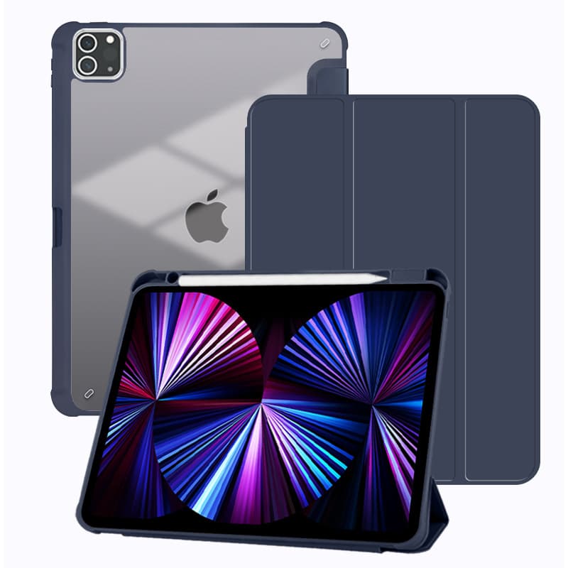 Compatible iPad Case with Pencil Holder for Air 5/6, Acrylic Hard Shell for Pro 11, Transformable Y-Fold Leather Cover for Mini 6