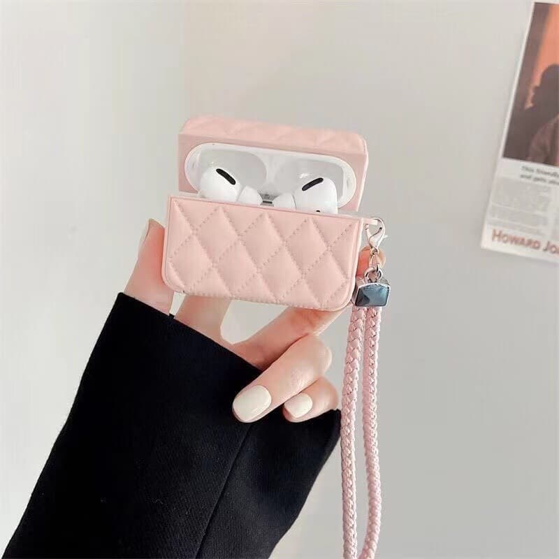 Diamond Quilted Chanel Style For Apple AirPods 1 2 3 Generation Headphone Case Pro 2 Bluetooth Headphone Case Leather