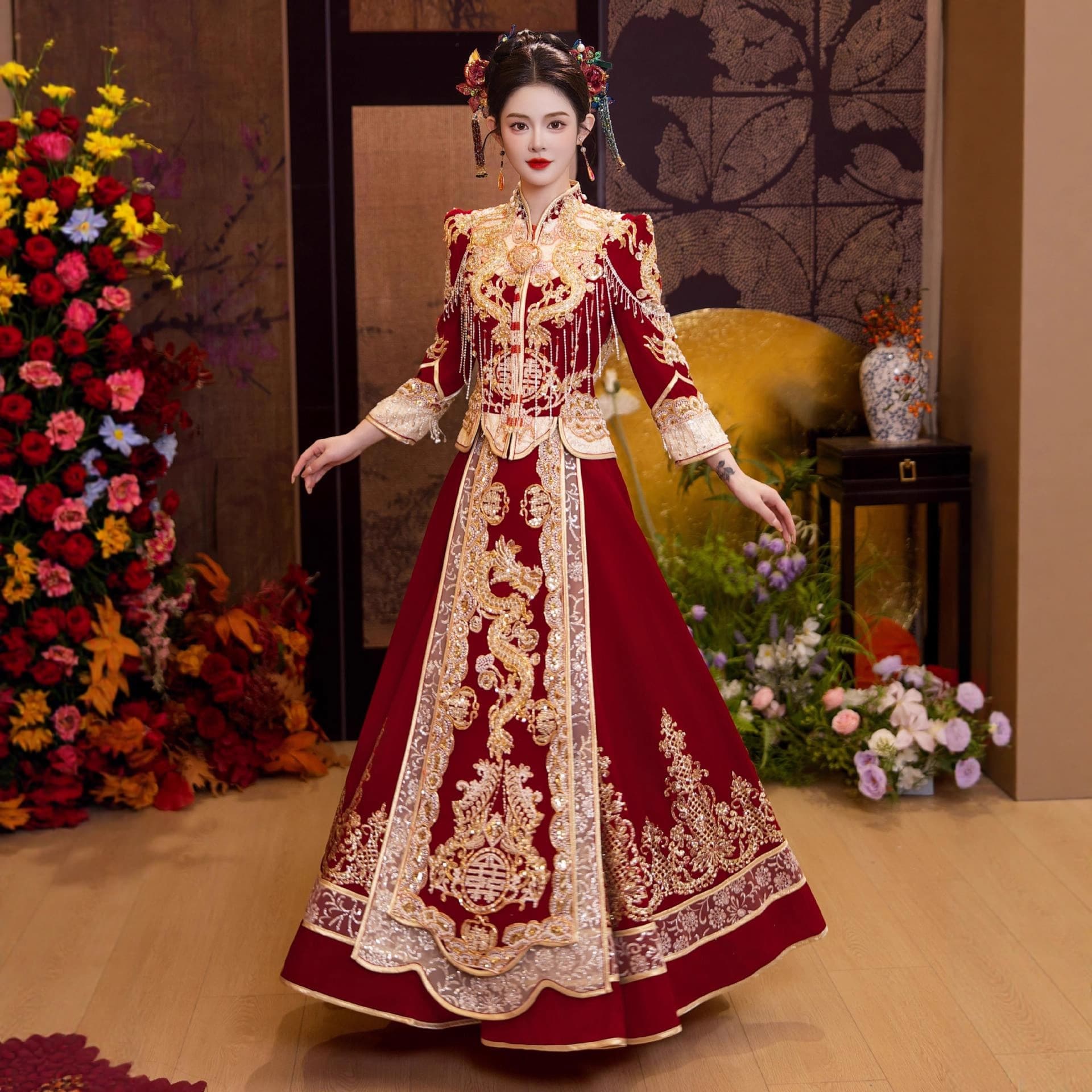 Chinese High-End Xiuhe Suit 2026 New Style Bride Toast Dress New Chinese Wedding Dress Slimming Xiuhe Suit Departure Dress Women