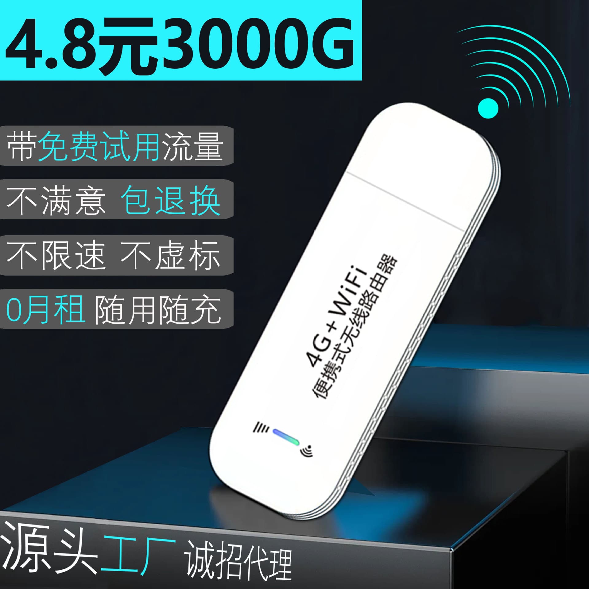 Unlocked Mobile WiFi Hotspot for Phone, No SIM Card Required, Wireless WiFi Dongle, 4G Router