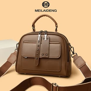 New European and American Fashion Women's Bag, Trendy and Simple, Elegant Handheld Small Square Bag with Multi-layer Design, High-end Crossbody Bag