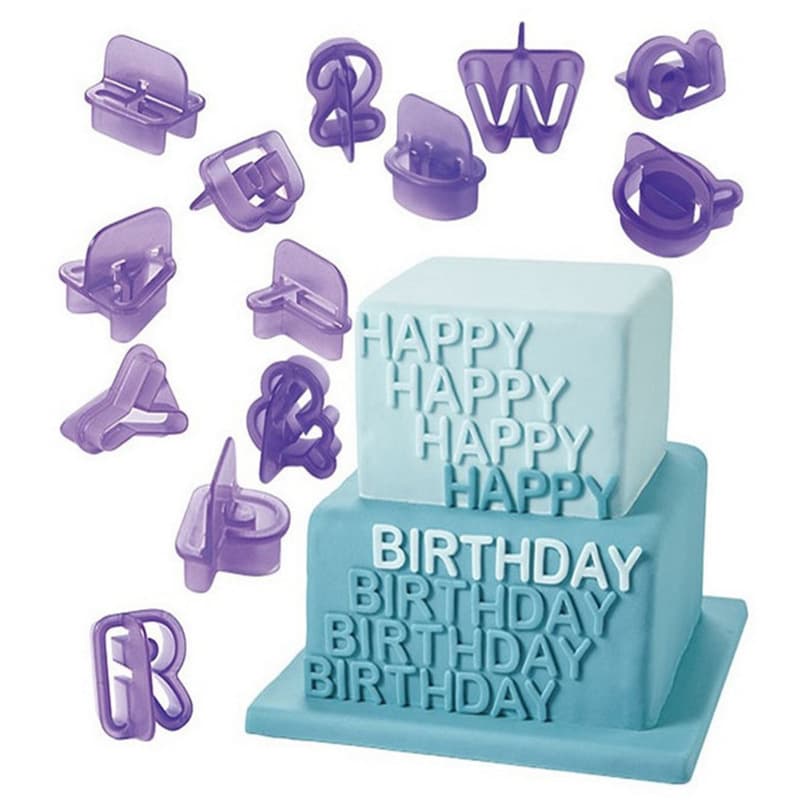 40pcs Alphanumeric Plastic Cookie Cutters Symbol Fondant Cake Decoration Embossing Molds OPP Simple Pack
