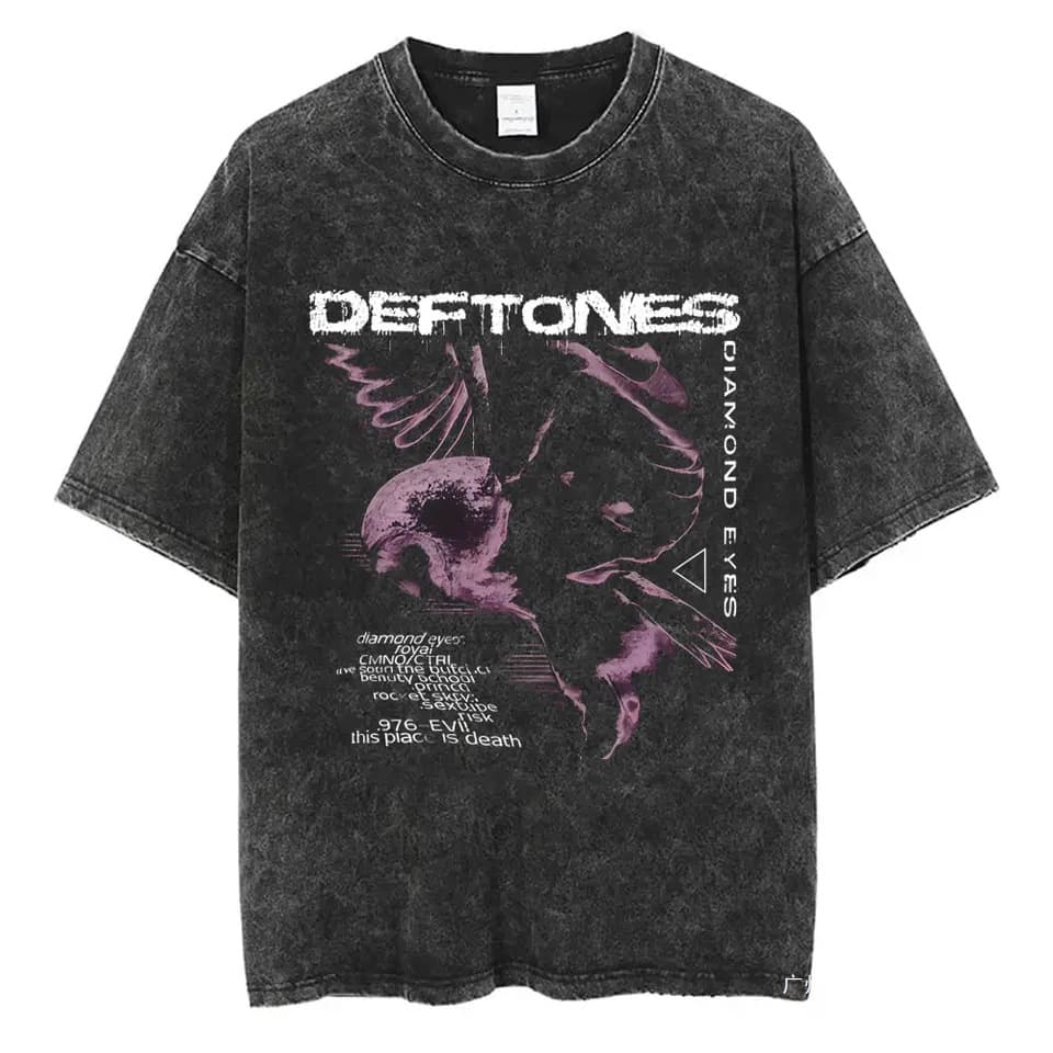 Washed retro Deftones Diamond Eyes album graphic T-shirt for men and women retro rock and pop music T-shirt for men
