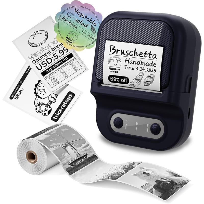 Cross-border Exclusive Handheld Label Printer Mini Thermal Inkless Black and White Printing Wireless Bluetooth Portable Printer