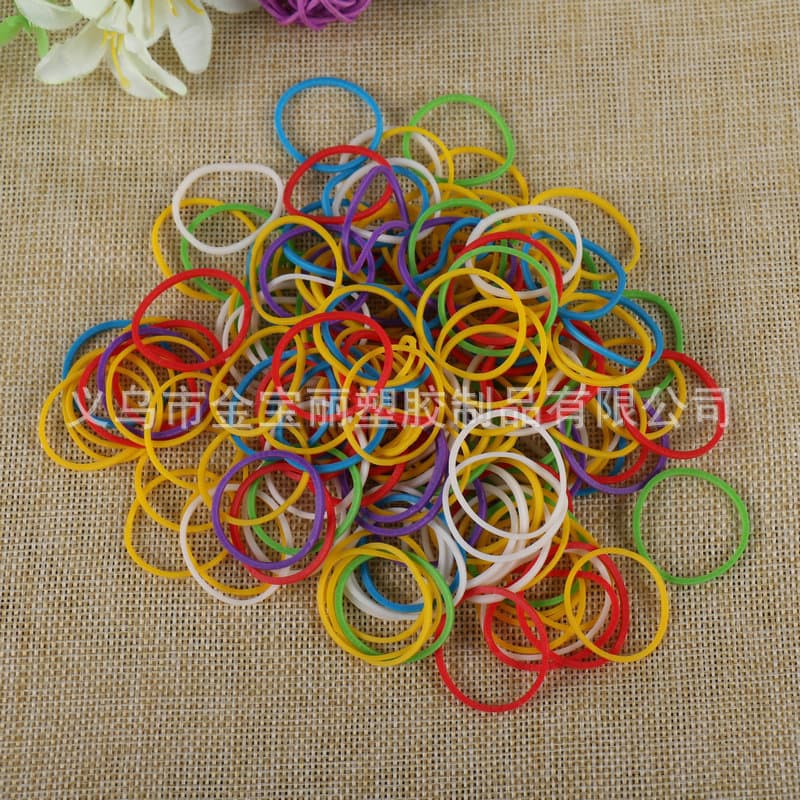 Colorful black rubber bands, elastic bands, hair ties