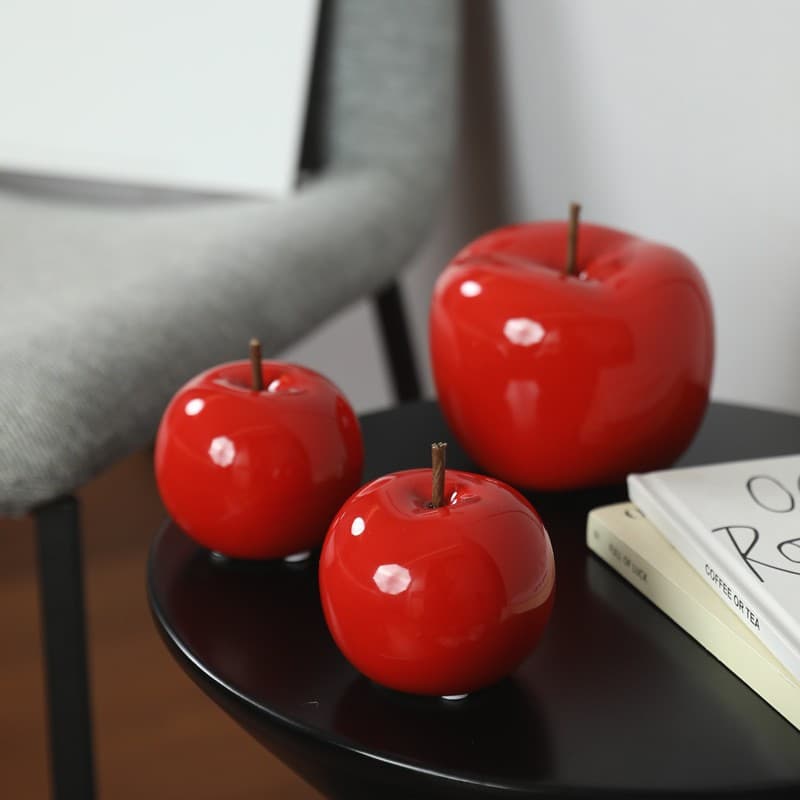 Nordic Light Luxury Ceramic Creative Apple Decoration for Wine Cabinet Sideboard Desktop Ornament Housewarming Gift