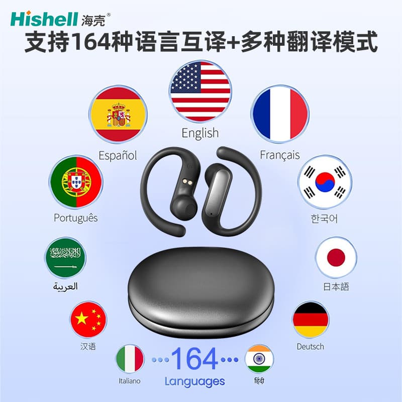 Ear-hook Business Foreign Language Translator Smart AI Translator Device English Audio and Video Call Translator Arabic