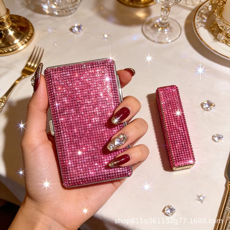 Premium USB Rechargeable Lighter Creative Ultra-Slim Electronic Lighter Luxury Rhinestone Birthday Gift Trendy Ins