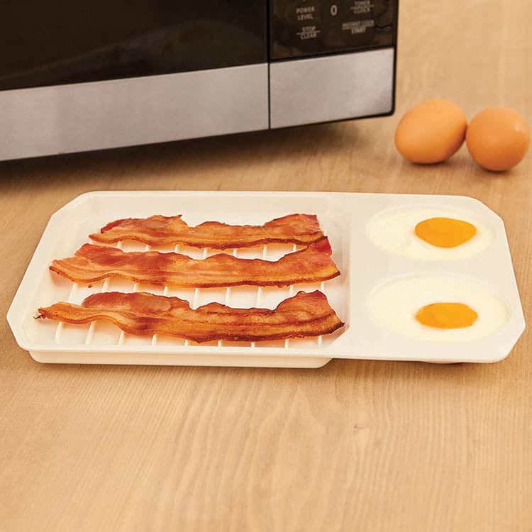 Microwave Roasting Tray, Bacon and Steamed Egg Cooker, 2-in-1 Bacon Roaster and Egg Steamer