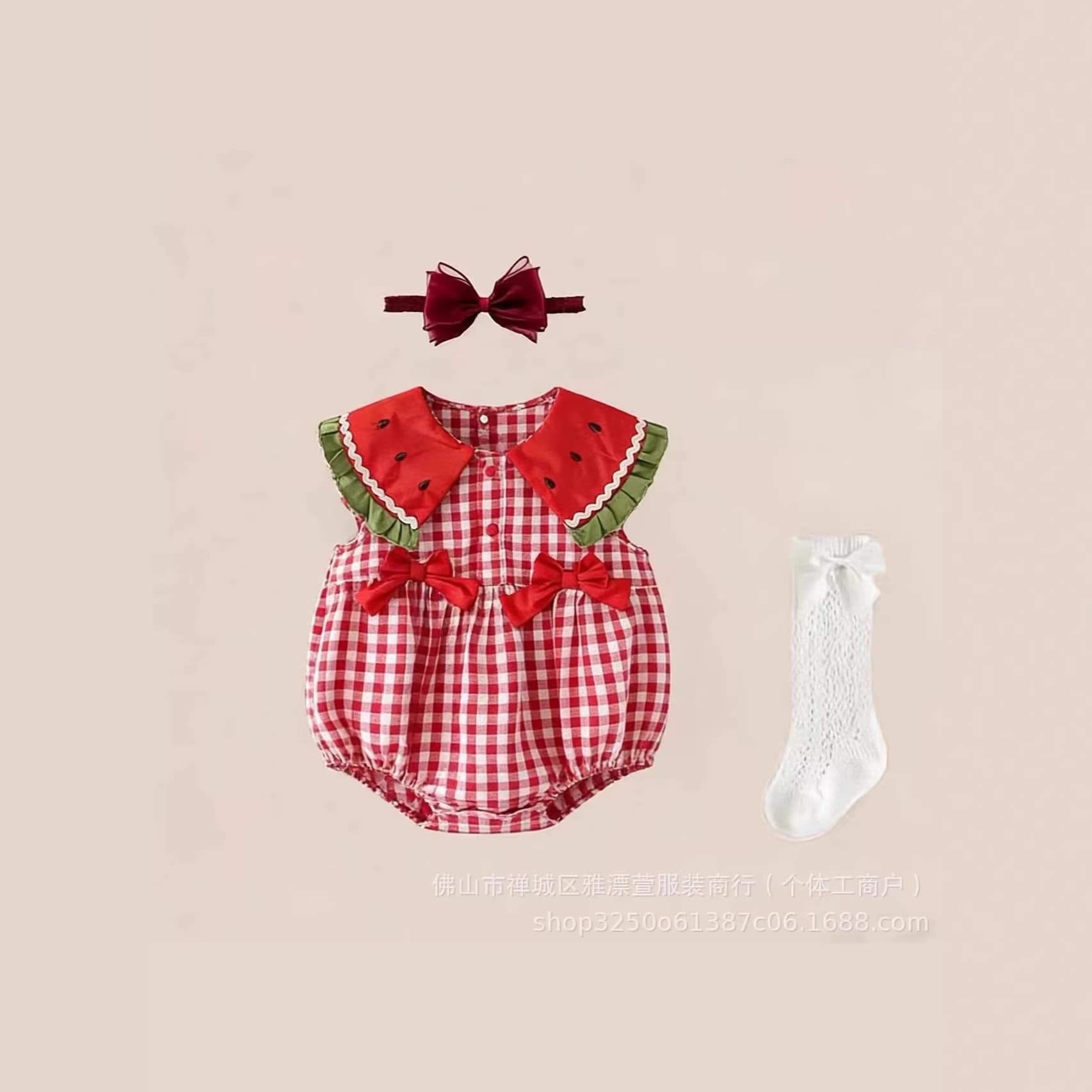 Summer Thin Baby Watermelon Collar Bodysuit Girl Baby Sleeveless 100 Days Full Moon Onesie Newborn Summer Romper