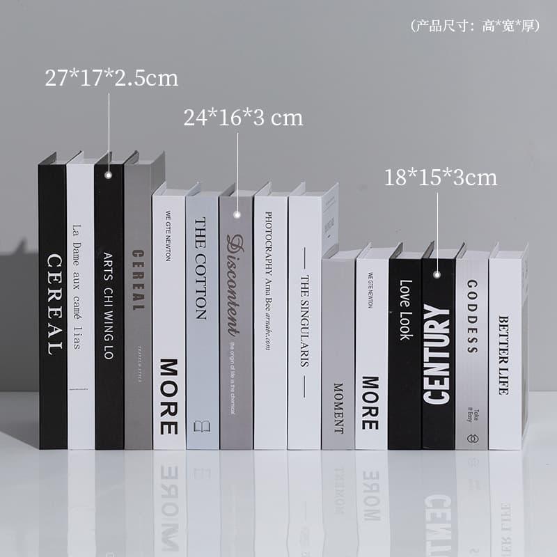 Nordic minimalist style faux book decorative prop for display cabinets, photography model book cover, thin version