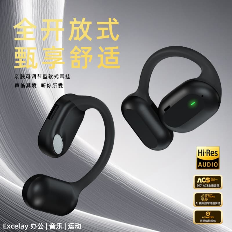 New Air9 Wireless Bluetooth Earbuds Large Battery 5.3 High Sound Quality Earhook Sports Business Air Conduction Headphones