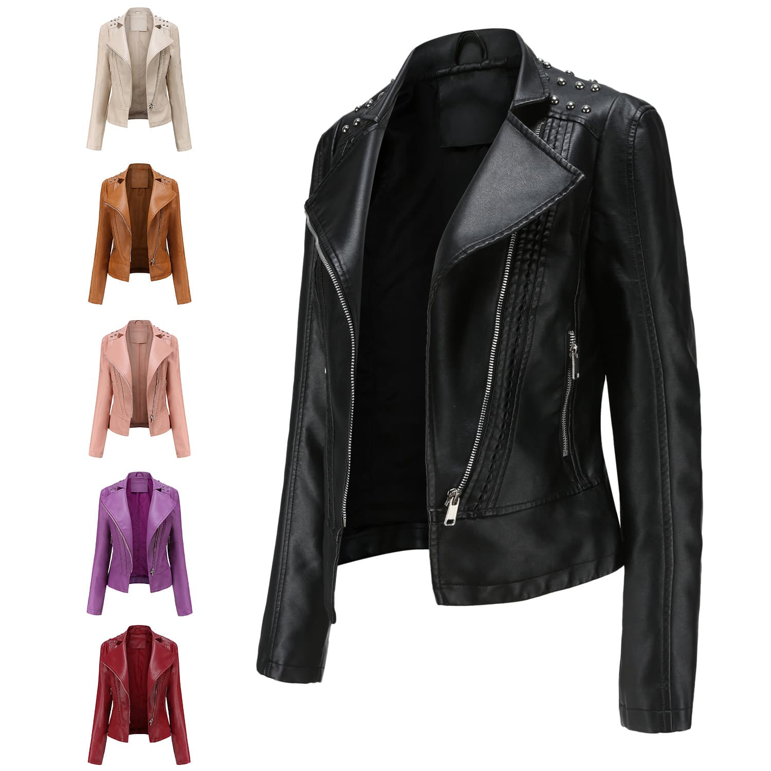 2020wish New European Size Spring/Fall Women's Leather Jacket Slim Thin Short Coat Ladies Motorcycle Wear