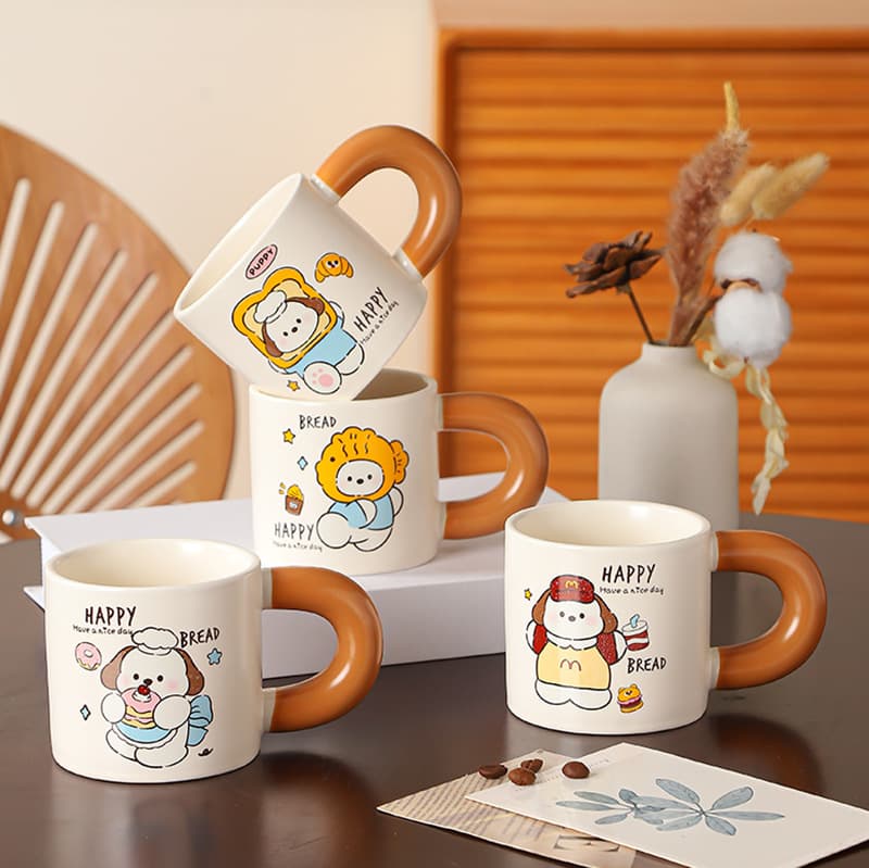 Cute Cartoon Black Cat Ceramic Mug Large Capacity Coffee Cup Student Water Cup Gift Cup Dropshipping
