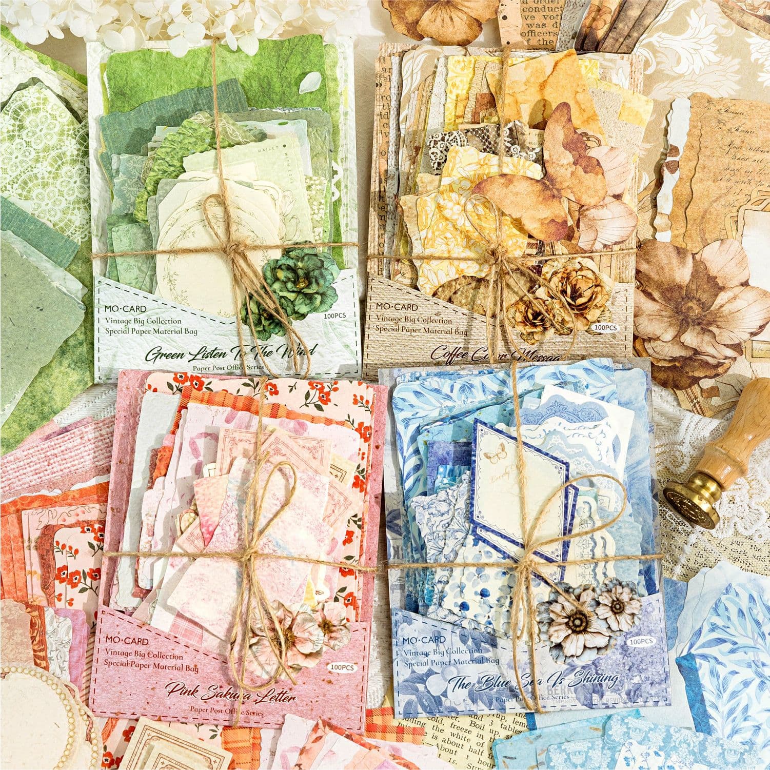 Momo Material Pack - Paper Post Office Series, Vintage Style Basic Versatile Journal Itabag Underlay Collage Background Paper