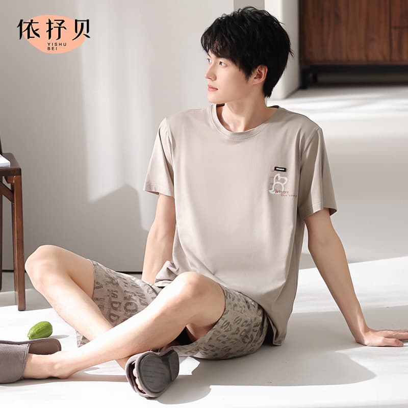 Brand Cool Modal Cotton Men's Pajama Short-Sleeve Summer New Thin Ice Silk Home Wear Set Plus Size