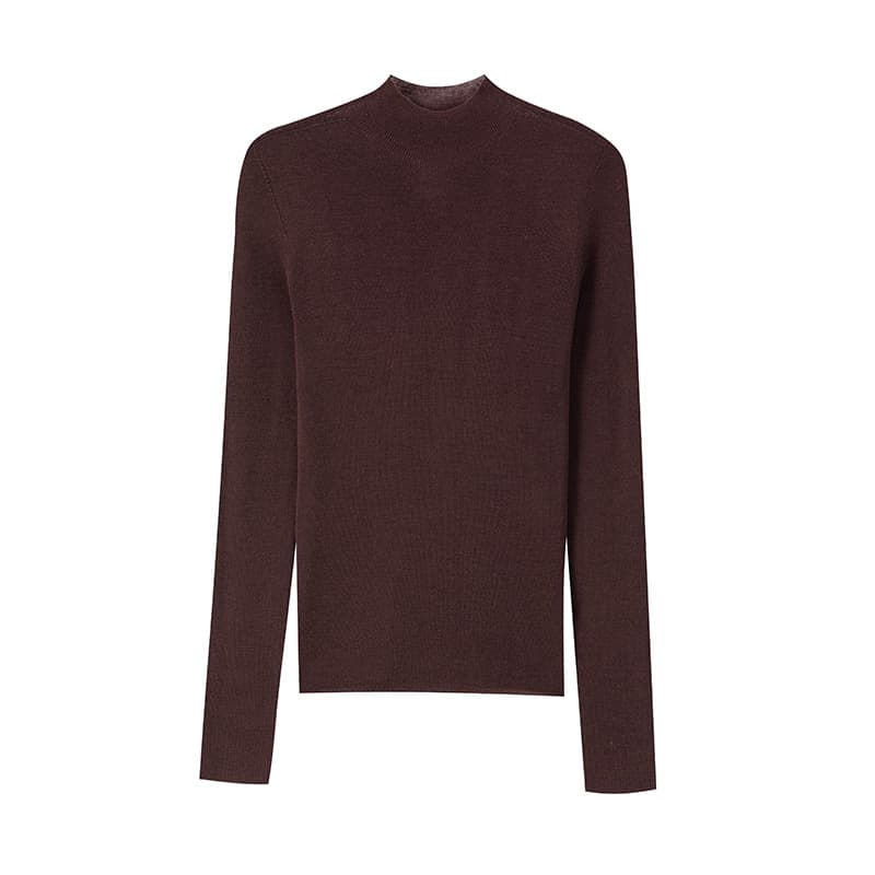Highly rated! 18-gauge seamless BIELLA Yangzi yarn long sleeve fine-knit wool base layer women semi-turtleneck knitwear