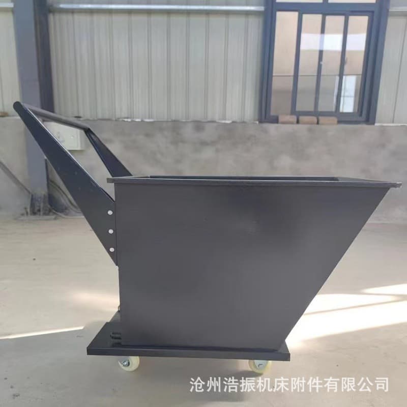 Iron scrap trolley - Workshop cleaning and collection waste cart with tipping mechanism and filter screen, customized chip conveyor compatible hand-pushed cart