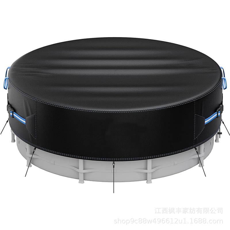 Round Pool Safety Cover with Reflective Strips 600D Pool Solar Blanket with Drawstring