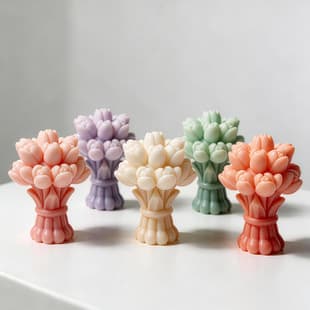Factory Stock Tulip Bouquet Scented Candle Silicone Mold, Handmade DIY Wax Pouring Gypsum Decoration Mold