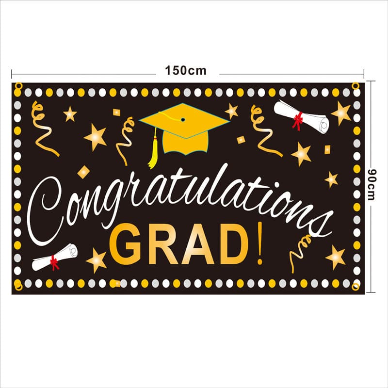 Custom Cross-border 2023 Graduation Banner Graduation Party Door Curtain Outdoor Decorative Background Cloth Flag Holiday Bunting