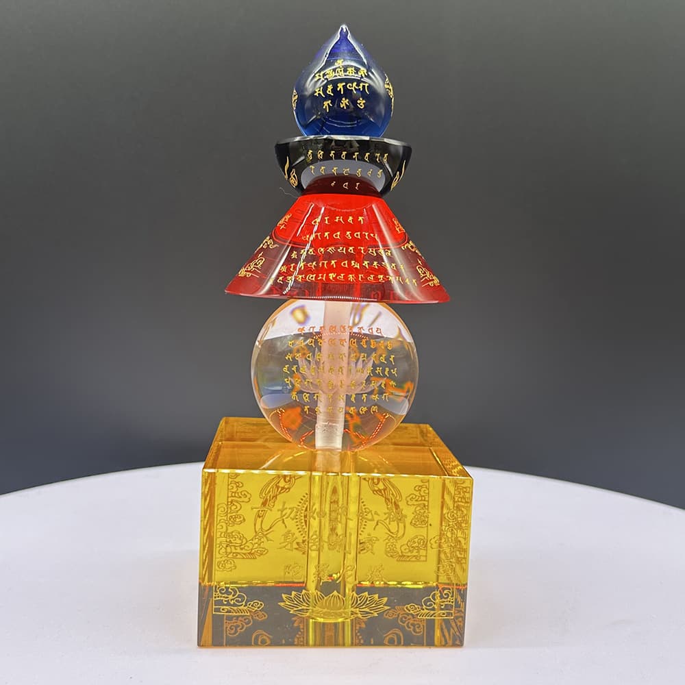Crystal Sherita Five-Wheel Pagoda Buddha Pagoda Decoration Everything Tathagata Heart Secret Full Body Treasure Case Printed Darani Pagoda