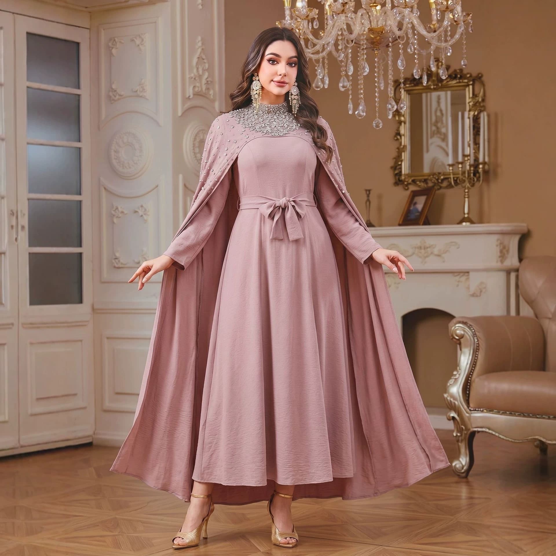 AD250710 cross-border new luxury heavy industry handmade nail diamond two-piece dress foreign trade women's clothing wholesale
