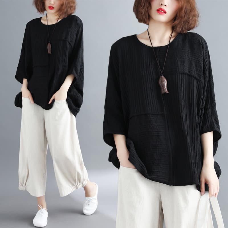Women's T-Shirt Korean Style Summer Plus Size Women's Clothing for Chubby Girls 200 Jin Solid Color Lazy Style Loose Belly-Covering Slimming Top