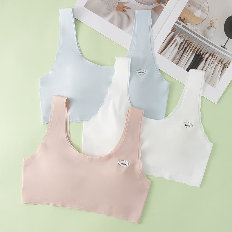 Wide Strap Children's Sports Bra for Developmental Stage, Elementary School Girls' Vest, First Stage Bra for Tweens, Summer