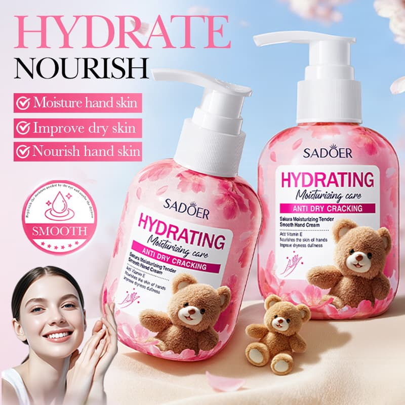 All-English Hand Cream SADOER Bear Cherry Blossom Moisturizing Smooth Hand Cream Cross-border Foreign Trade