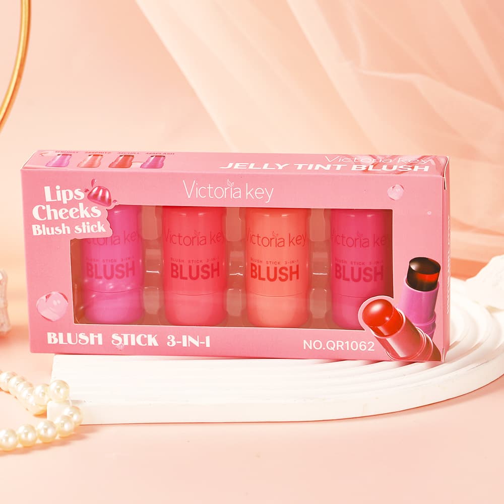 Cross-border Makeup Jelly Blush Stick Micro Natural Highlighter Nude Contouring Lip and Cheek Dual-Use Blush Cream Set