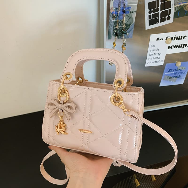 Diamond embroidered small square bag for women, light luxury hand-held Princess Diana bag, mini versatile one-shoulder crossbody bag, niche design bag
