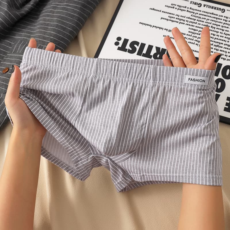 Men's Pure Cotton Comfortable Breathable Boxer Shorts Four Corner Flat Angle Four Seasons Stripe Pattern Underwear Wholesale