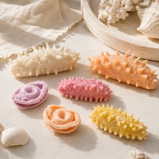 Large and Small Simulated Abalone and Sea Cucumber Aromatherapy Plaster Candle Handmade Silicone Mold 1727