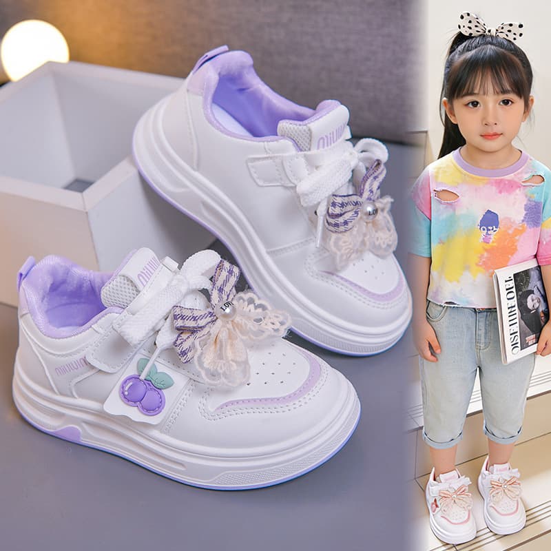 Girls' Casual Shoes, Children's Board Shoes, 2026 Spring New Soft Sole Sports White Shoes, Little Girls' Leisure Running Shoes