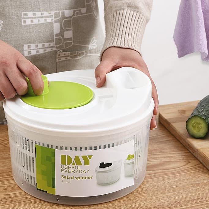 Vegetable salad spinner, double-layer vegetable washing and draining basket, large-capacity fruit dehydrator.