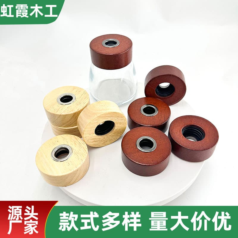28-Tooth Perfume Aromatherapy Wooden Lid, Round Reed Diffuser Bottle Cap with Opening, Solid Wood Threaded for Car Use