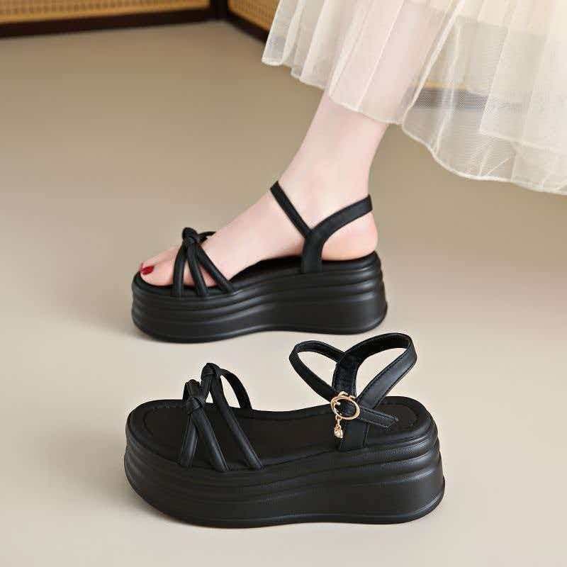 Cross-border Thick-soled Height-increasing Casual Sandals for Women 2026 Summer New Fairy Style with One-strap Roman Design for Dresses
