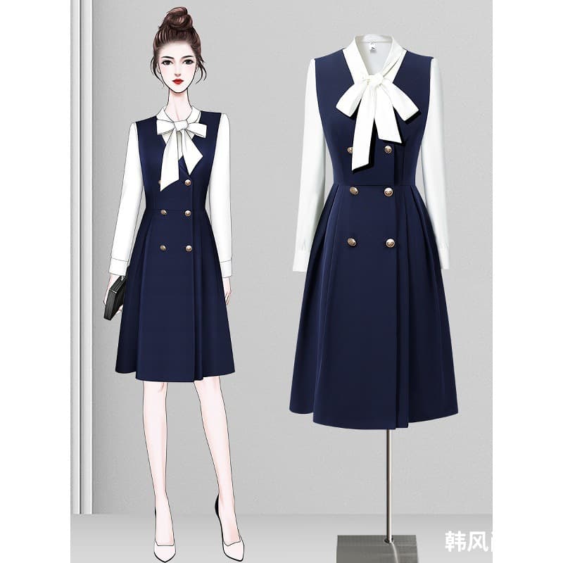 Women's Professional Suit Set for Teachers, Commute Wear, Receptionist Uniform, Kindergarten Teacher Spring and Autumn Uniform