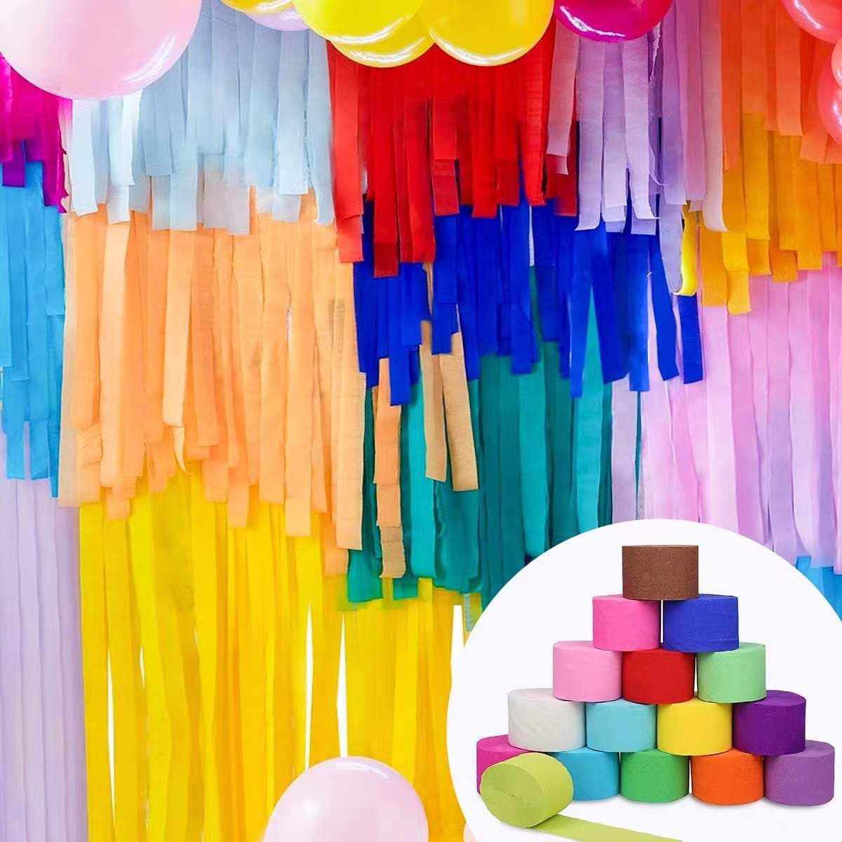 Colored Crepe Paper Roll Streamers for Wedding Birthday Party Background Decoration Streamer Rolls Wholesale