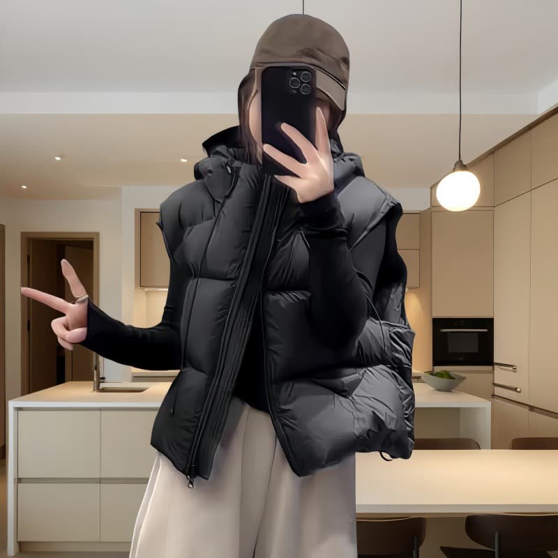 European and American Cross-border Puff Down Vest for Women 2025 New High-end Casual Warm Waistcoat White Duck Down Shoulder Jacket
